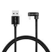 Kable USB - LogiLink USB-A - USB-C 3.0m w oplocie kątowy czarny - miniaturka - grafika 1