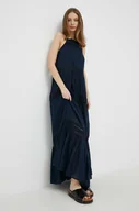 Sukienki - Pepe Jeans sukienka Pipra kolor granatowy maxi rozkloszowana - miniaturka - grafika 1