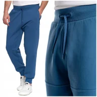 Spodnie męskie - Ocieplane Spodnie Męskie Dresowe Joggery Bawełniane Niebieskie MORAJ 3XL - miniaturka - grafika 1