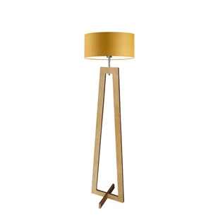 Drewniana lampa podłogowa z musztardowym abażurem BALI - Lampy stojące - miniaturka - grafika 1