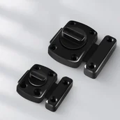 Zawiasy, okucia i inne akcesoria - 2 zatrzaski zabezpieczające do drzwi, obrotowy zamek ze stopu cynku, hak z 12 śrubami, kolor czarny. - miniaturka - grafika 1