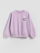 Bluzki dla dziewczynek - Reserved - Bawełniana bluza z nadrukiem - lawendowy - miniaturka - grafika 1