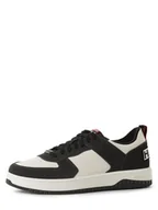 Trampki męskie - HUGO Tenisówki z dodatkiem skóry Mężczyźni skóra szary|czarny|biały jednolity, 41 - miniaturka - grafika 1