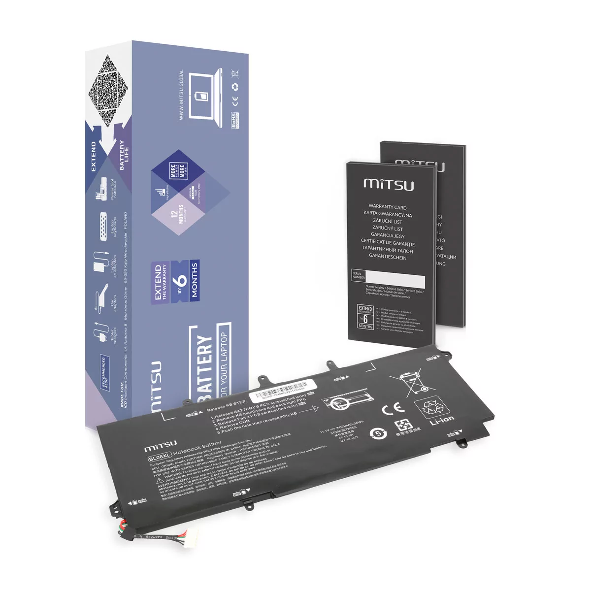 Movano Bateria mitsu HP EliteBook Folio 1040 G1, G2 BC/HP-1040