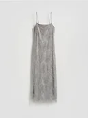 Sukienki - Reserved - Sukienka midi z aplikacjami - jasnoszary - miniaturka - grafika 1