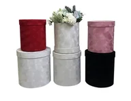 Pudełka i szkatułki - Duży FLOWER BOX Welur zamsz Zestaw 3 sztuk do kompozycji kwiatowych - miniaturka - grafika 1