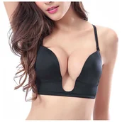 Biustonosze - Biustonosz Bezszwowy Push Up Czarny - B - miniaturka - grafika 1