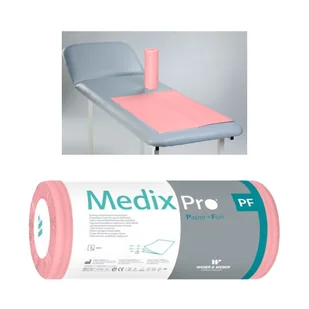 Podkład higieniczny na rolce 50cm x 80cm różowy podfoliowany 54g MedixPro 25szt - Kosmetyczne akcesoria jednorazowe - miniaturka - grafika 1