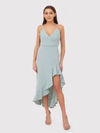 Sukienki - Sukienka midi z falbanką na ramiączkach w kolorze miętowym DA1503 DUCKEGG - miniaturka - grafika 1