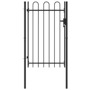 VidaXL Brama jednoskrzydłowa, zaokrąglona, stal, 1x1,5 m, czarna 146031        VidaXL VidaXL - Akcesoria do ogrodzeń - miniaturka - grafika 1