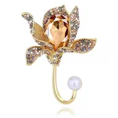 Broszki - Broszka Ozdobna Kryszyształowa Kwiat Bz121 - miniaturka - grafika 1