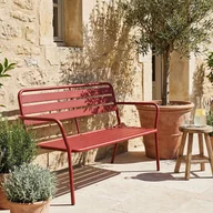 Ławki ogrodowe - Ławka ogrodowa metalowa - Czerwona - MIRMANDE marki MYLIA - miniaturka - grafika 1