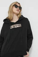 Bluzy damskie - Love Moschino bluza damska kolor czarny z kapturem z aplikacją - miniaturka - grafika 1