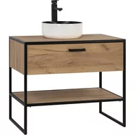 Szafki łazienkowe - Szafka z Umywalką 827 Brooklyn Comad Dąb Craft Złoty, Czarny - miniaturka - grafika 1
