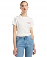 Koszulki i topy damskie - T-shirt Lee SMALL LOGO TEE 112363635 Ecru XL - miniaturka - grafika 1