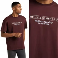 Koszulki męskie - Lee SS WORKWEAR TEE Velvet Beet BARDZO LUŹNY BORDOWY T-SHIRT KOSZULKA XXL - miniaturka - grafika 1