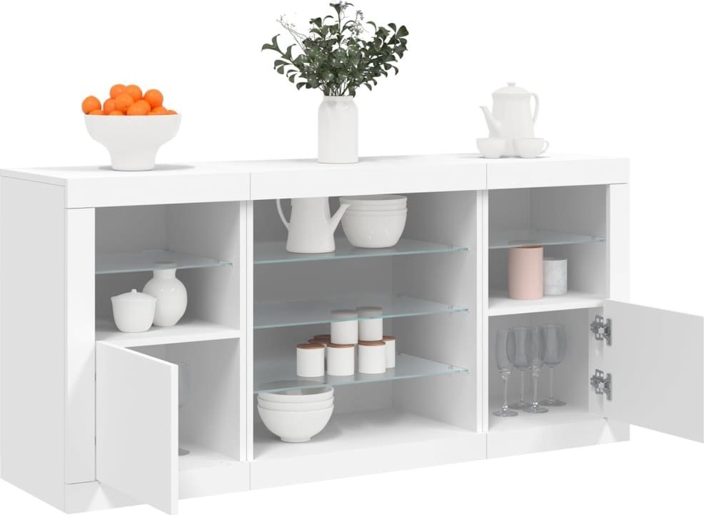 vidaXL Szafka z oświetleniem LED, biała, 142,5x37x67 cm