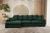 Narożniki - Sofa w kształcie L GABON narożnik z funkcją spania Riviera zielony lewy - miniaturka - grafika 1