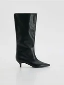 Botki damskie - Reserved - Kozaki na obcasie kitten - czarny - miniaturka - grafika 1