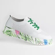 Półbuty damskie - Sportowe damskie buty skóra naturalna GOODIN GD-FT-120 ażurek biel 40 - miniaturka - grafika 1