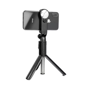 Uchwyt Selfie Tripod z Lusterkiem + Pilot Bluetooth SSTR-11 czarny - Selfie stick - miniaturka - grafika 1