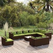 Meble ogrodowe - Lumarko 11-cz. zestaw wypoczynkowy do ogrodu, poduszki, rattan PE, brąz - miniaturka - grafika 1