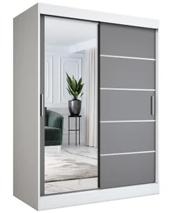 Szafa z frontami przesuwnymi biel + antracyt 150 cm S7-E28 - Szafy - miniaturka - grafika 1