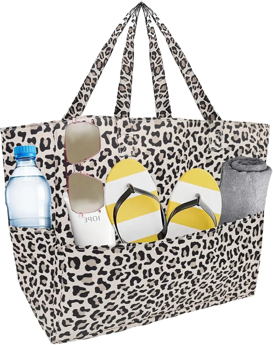 TORBA PLAŻOWA XL Z MINI TORBĄ KĄPIELOWĄ LEOPARD