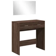Toaletki - vidaXL Toaletka z lustrem brązowy dąb 80x39x80 cm - miniaturka - grafika 1