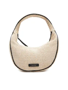Calvin Klein Torebka Pinched Raffia Medium Shoulder B LV04F3079G Beżowy - Torebki damskie - miniaturka - grafika 1