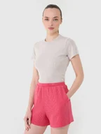 Spodenki damskie - 4F Spodenki casual z dzianiny waflowej damskie - różowe L - miniaturka - grafika 1