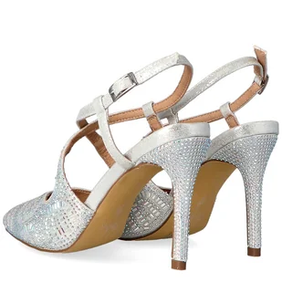 Błyszczące szpilki bez pięty - MENBUR 23446 SREBRE - Czółenka - miniaturka - grafika 7