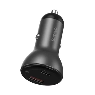 Baseus ładowarka samochodowa USB / USB Typ C 45 W 5 A SCP Quick Charge 4.0+ Power Delivery 3.0 ekran LCD szary (CCBX-C0G) - Ładowarki samochodowe - miniaturka - grafika 2