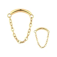 Kolczyki - Kolczyk PIERCING labret złoty z łańcuszkiem Lobe Flat Helix TYTAN 1,2/6 - miniaturka - grafika 1