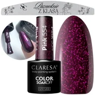 Lakiery hybrydowe - Claresa Lakier Hybrydowy do paznokci Pink 554 z różową drobinką Pilnik - miniaturka - grafika 1