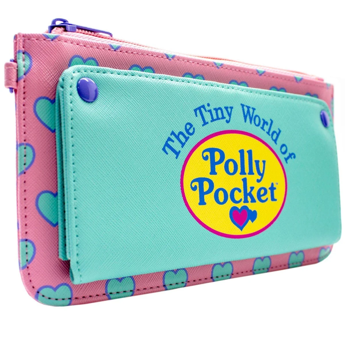 The Tiny World of Polly P Portfel z Wzorem Serc Clutch Kieszonka na Monety & Posiadacz Karty, Różowy