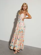 Sukienki - Milan Kiss Sukienka w kolorze jasnoróżowo-zielono-pomarańczowym - miniaturka - grafika 1