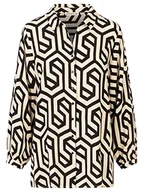 Bluzki damskie - ApartFashion APART bluzka z czystej wiskozy, beżowy czarny, 36 - miniaturka - grafika 1