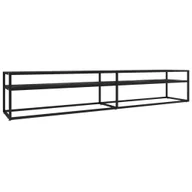 Szafki RTV - vidaXL Szafka pod telewizor z czarnego marmuru 220x40x40,5 cm szkło hartowane - miniaturka - grafika 1