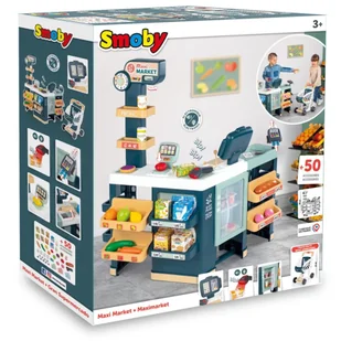 Smoby Maximarket Wózek Elektroniczną Kasą ze Skanerem Waga i Lodówka - Zabawy w naśladowanie dorosłych - miniaturka - grafika 6