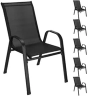 Fotele i krzesła ogrodowe - Krzesła ogrodowe 6 szt. zestaw metalowe do 120 kg, na taras, balkon czarne UNIWERSALNY - miniaturka - grafika 1