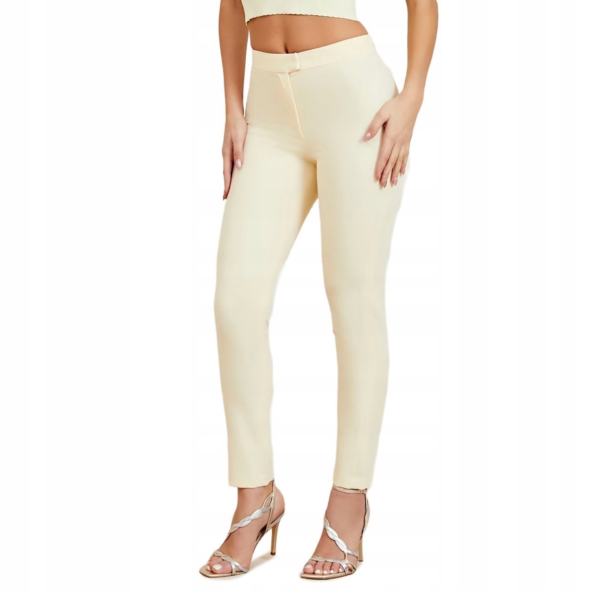 MARCIANO BY GUESS ELEGANCKIE ŻÓŁTE SPODNIE PROSTE WYSOKI STAN 38 GGA
