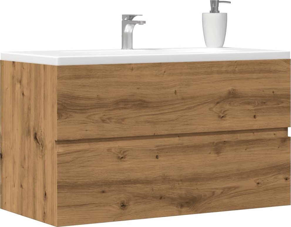 vidaXL vidaXL Szafka pod umywalkę, dąb artisian, 90x38,5x45 cm
