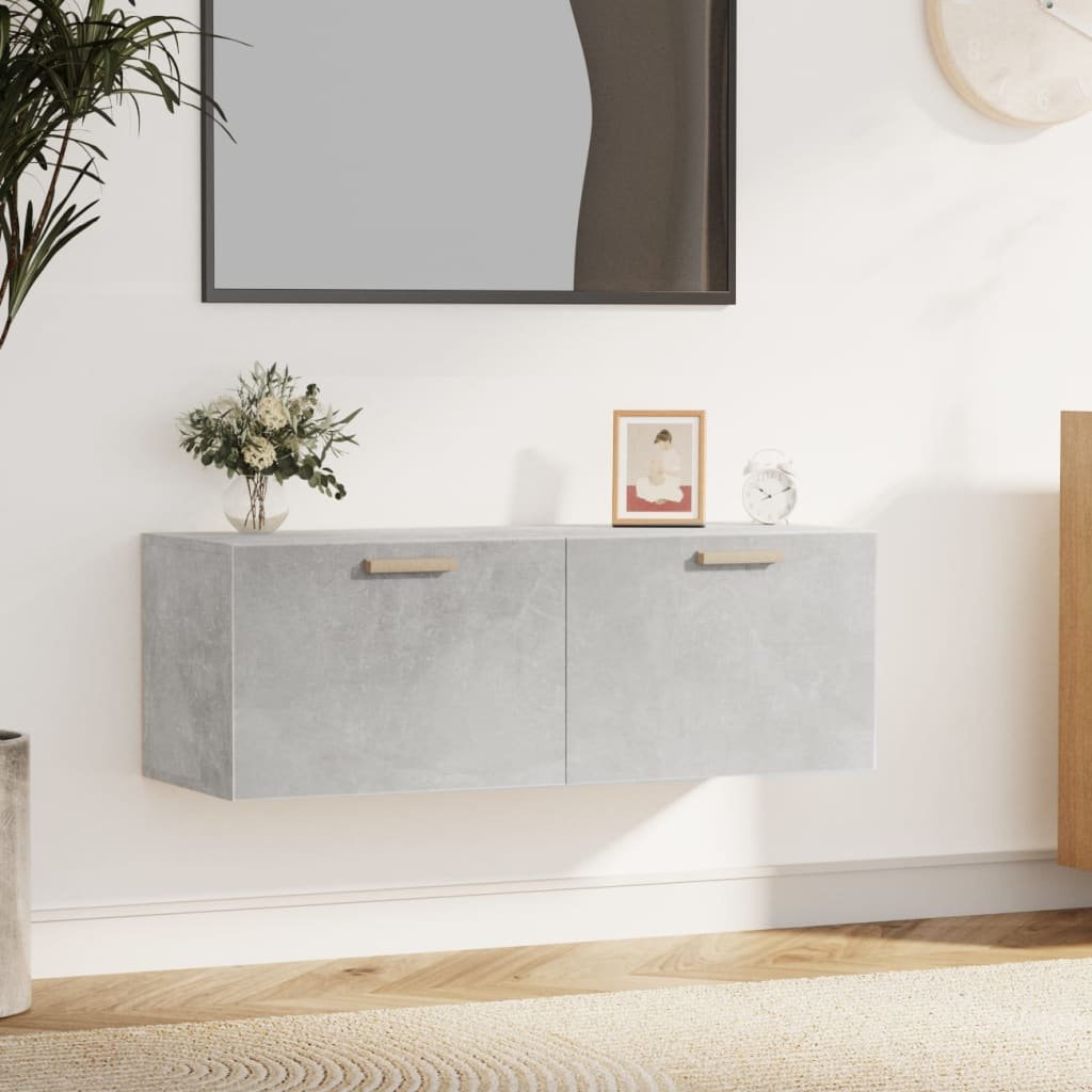 The Living Store szafka ścienna betonowa szara 100x36,5x35 cm materiał drewnopochodny