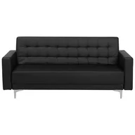 Sofy i kanapy - Beliani Sofa trzyosobowa skóra ekologiczna czarna ABERDEEN - miniaturka - grafika 1