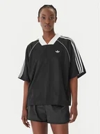 Koszulki i topy damskie - adidas T-Shirt 3-Stripes Jaquard KD2904 Czarny Oversize - miniaturka - grafika 1