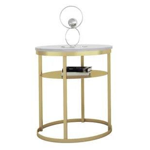 Okrągły stolik kawowy beton + złoty A8-F94 - Ławy i stoliki kawowe - miniaturka - grafika 1