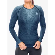 Bluzy sportowe damskie - Bluza termoaktywna damska Odlo Performance Warm Blackcomb BL Top Crew Neck LS - miniaturka - grafika 1