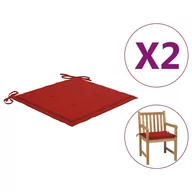 Poduszki ogrodowe - vidaXL Poduszki na krzesło ogrodowe, 2 szt., czerwone, 50x50x3 cm - miniaturka - grafika 1