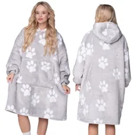 Bluzy damskie - KOC BLUZA Oversize Ciepła Gruba KOCOBLUZA 2w1 XXL ŁAPKI Futrzak [KB-W32] - miniaturka - grafika 1